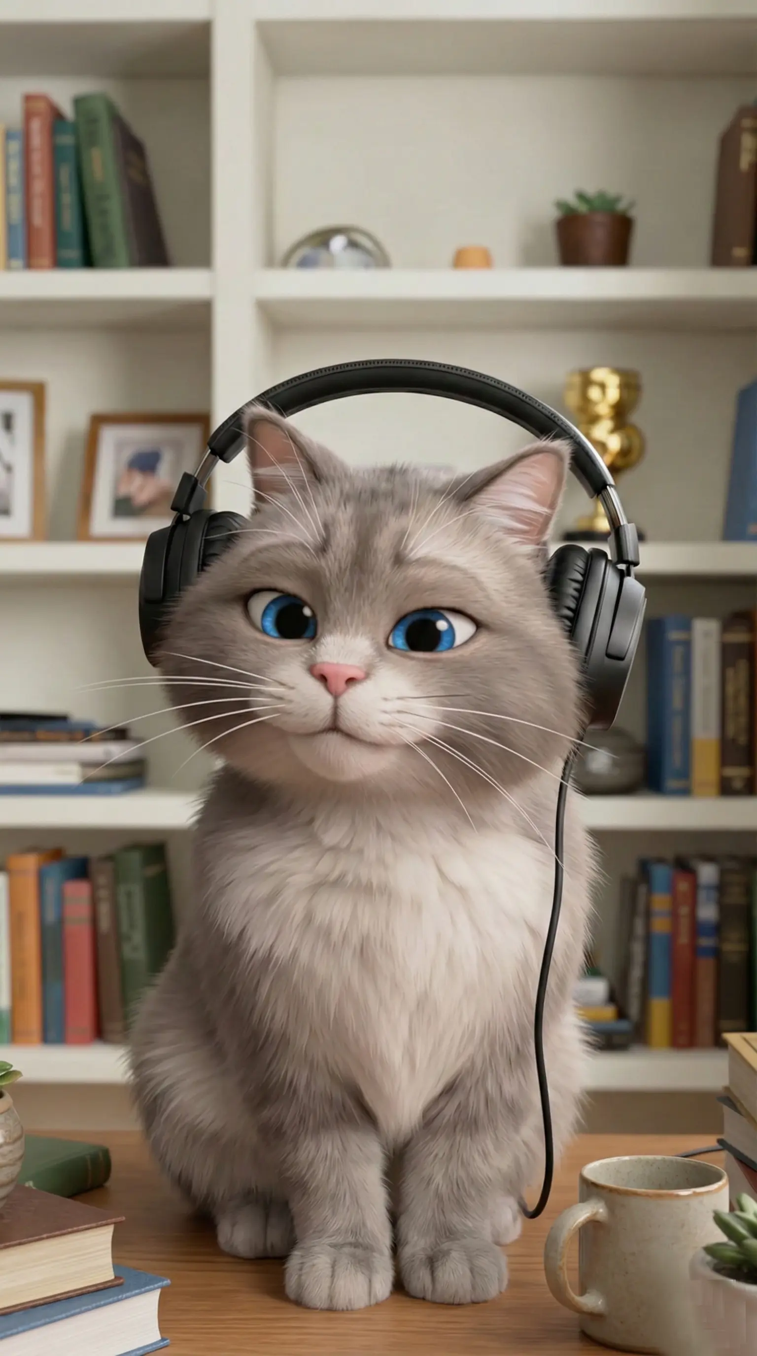 Music Cat - The cat was so engrossed in listening to the music that it swayed along with it....